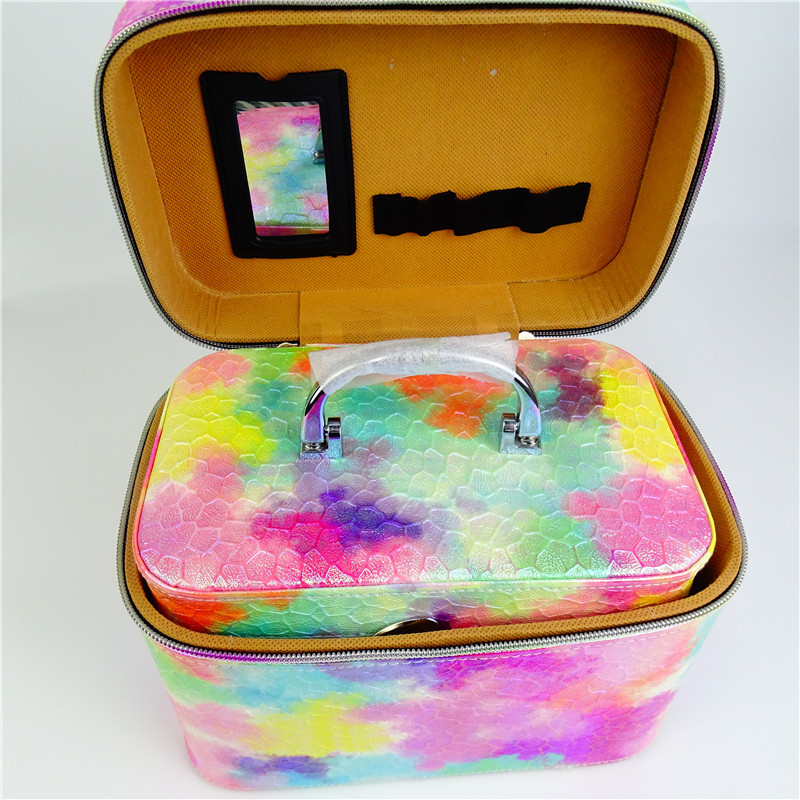 Factory Direct Sales New Three-Piece Set Portable Cosmetic Bag Pu Portable Cosmetic Case Large Capacity Cosmetic Case Storage Bag