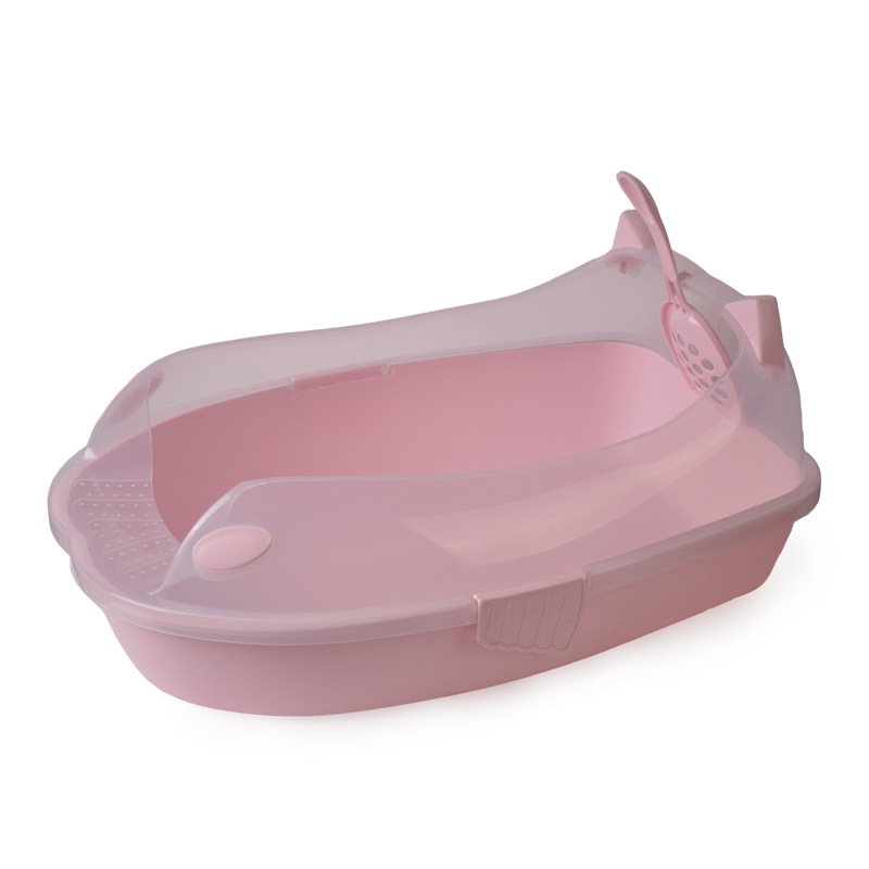 Semi-enclosed cat litter pan cat toilet cat bedpan cat litter pan pet supplies with spatula does not contain cat litter