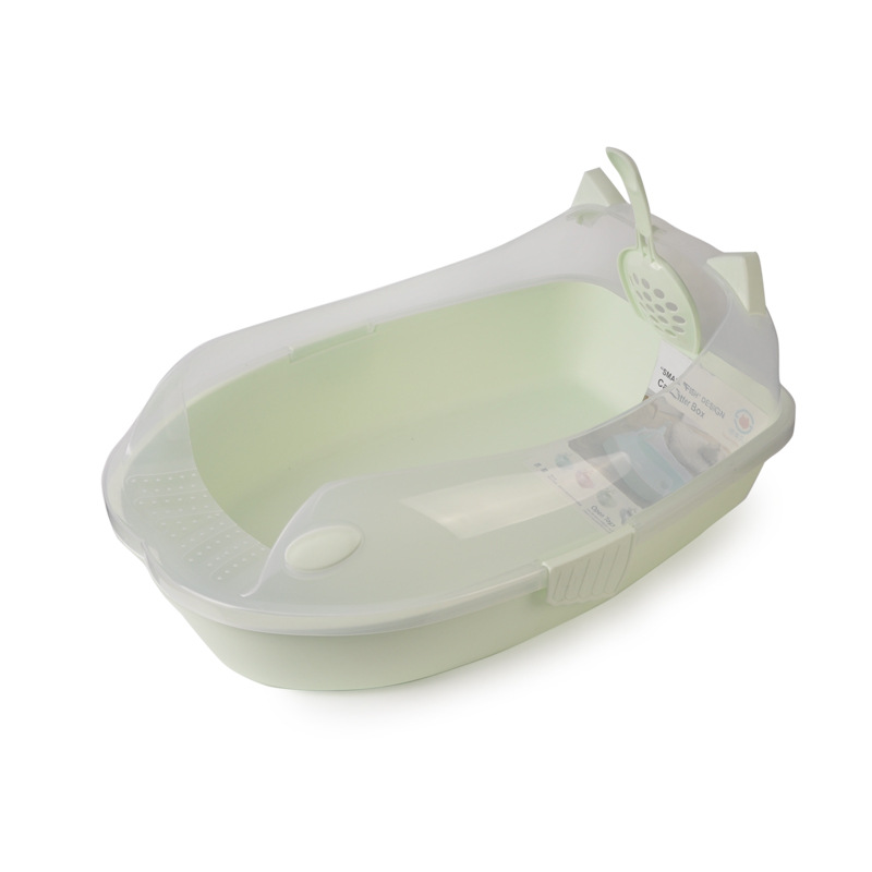 Semi-enclosed cat litter pan cat toilet cat bedpan cat litter pan pet supplies with spatula does not contain cat litter