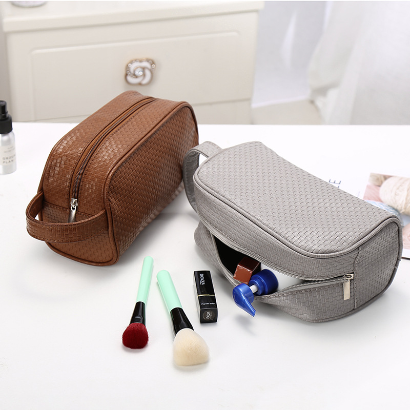 A New simple pure color men 's leather storage bag multifunctional travel waterproof wash bag dust - proof makeup bag for women A New simple pure color men 's leather storage bag multifunctional travel waterproof wash bag dust - proof makeup bag for women
