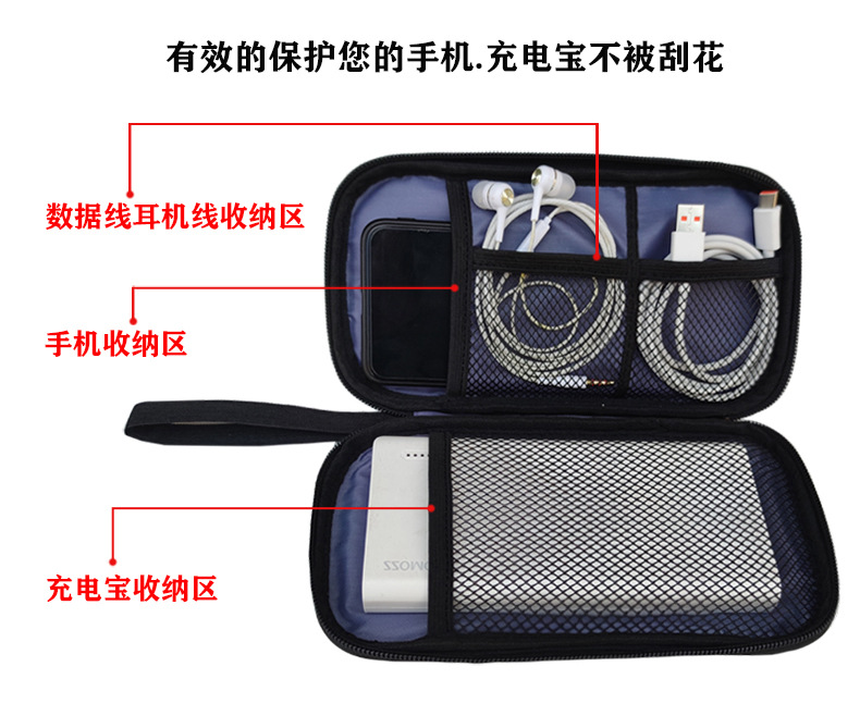Power Bank Storage Bag Mobile Phone Data Cable Headset Storage Bag Power Bank Digital Storage Bag Factory Direct Sales