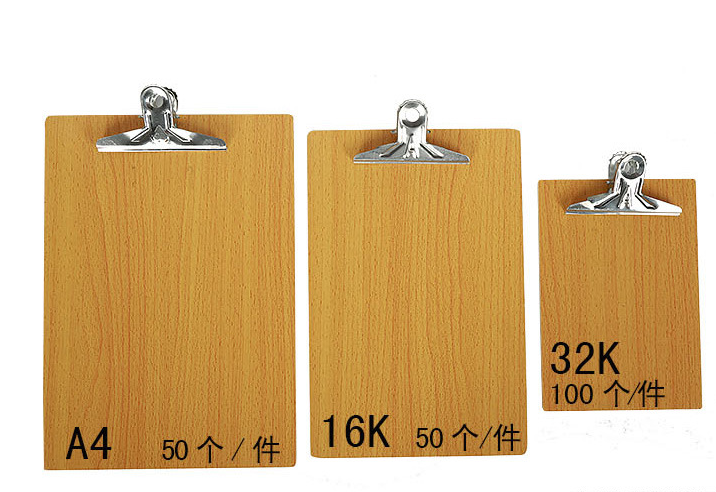 A4, 16K, 32K Wooden Clip board   File Clip  Office factory warehouse using clip board Plastic clip board