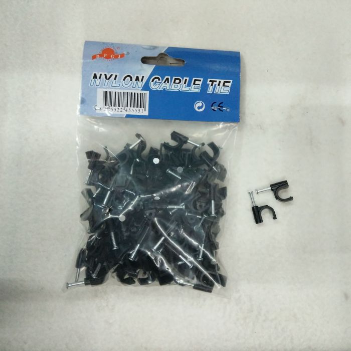 Wholesale plastic clip 6mm Round steel nail fixed wire line card card wire clamp cable card spot