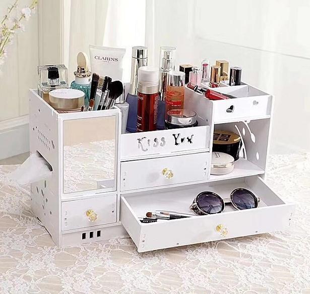 Cosmetics Storage Box with Mirror Large Capacity Simple Home Skin Care Products Dressing Table Storage Rack Zw2701 Cosmetics Storage Box with Mirror Large Capacity Simple Home Skin Care Products Dressing Table Storage Rack Zw2701