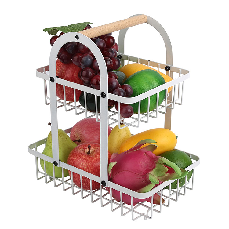 Cross-Border E-Commerce US-Europe Disassembly Double-Layer Portable Iron Fruit Basket Kitchen Storage Basket Storage Rack Storage Basket Hot Sale Cross-Border E-Commerce US-Europe Disassembly Double-Layer Portable Iron Fruit Basket Kitchen Storage Basket Storage Rack Storage Basket Hot Sale