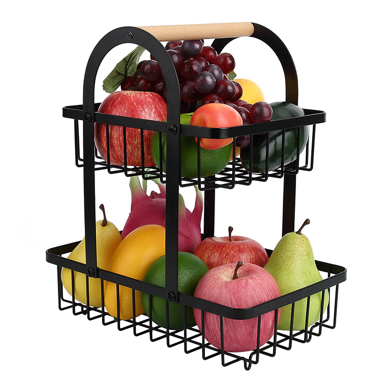 Cross-Border E-Commerce US-Europe Disassembly Double-Layer Portable Iron Fruit Basket Kitchen Storage Basket Storage Rack Storage Basket Hot Sale Cross-Border E-Commerce US-Europe Disassembly Double-Layer Portable Iron Fruit Basket Kitchen Storage Basket Storage Rack Storage Basket Hot Sale