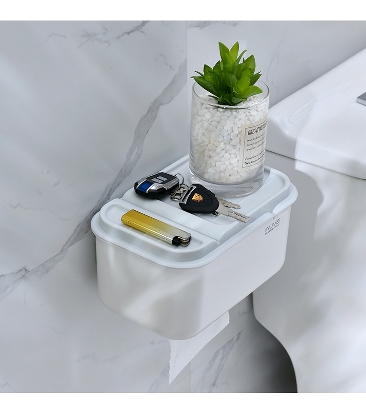 Minimalist Light Luxury Home No Trace Stickers Wall-Mounted Tissue Box Durable, Firm, Simple and Easy to Disassemble Roll Holder Storage Rack