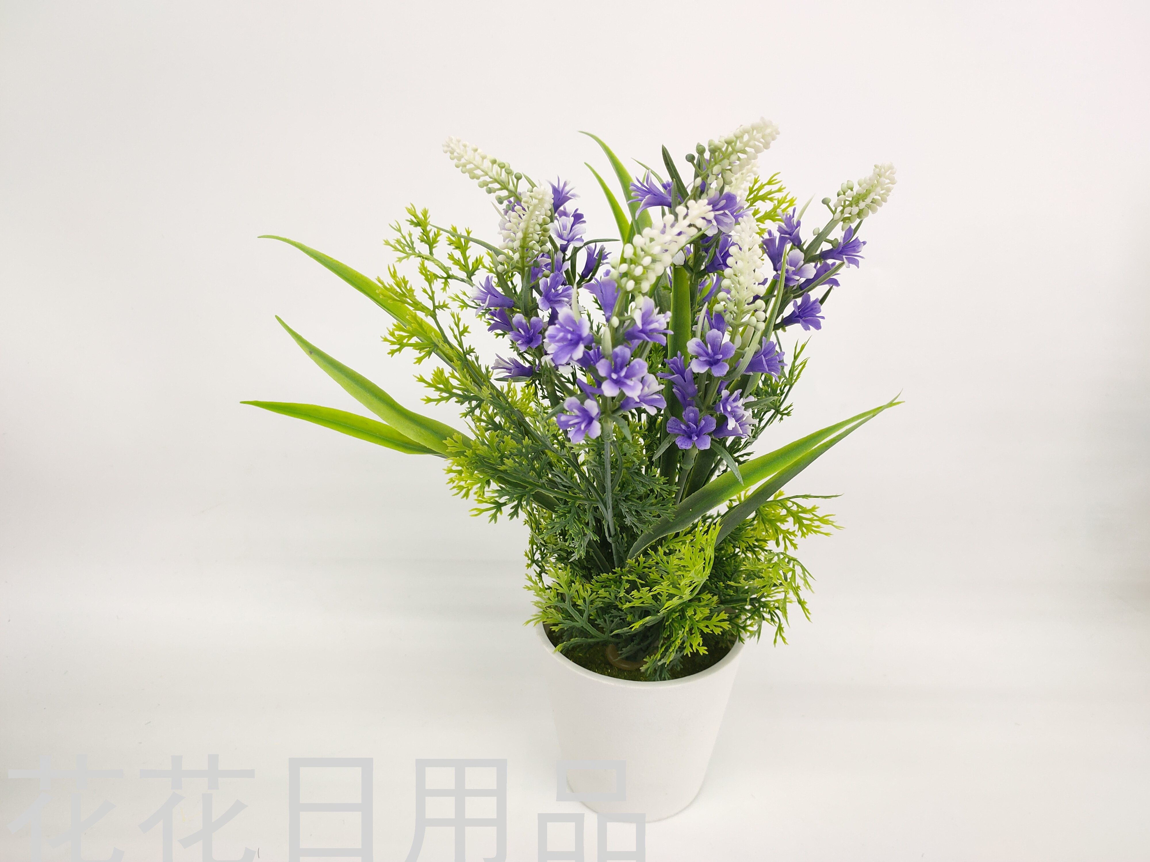 New Artificial Flower White Plastic Basin Lavender Flower Bonsai Fake Flower Decoration Living Room Table Decoration