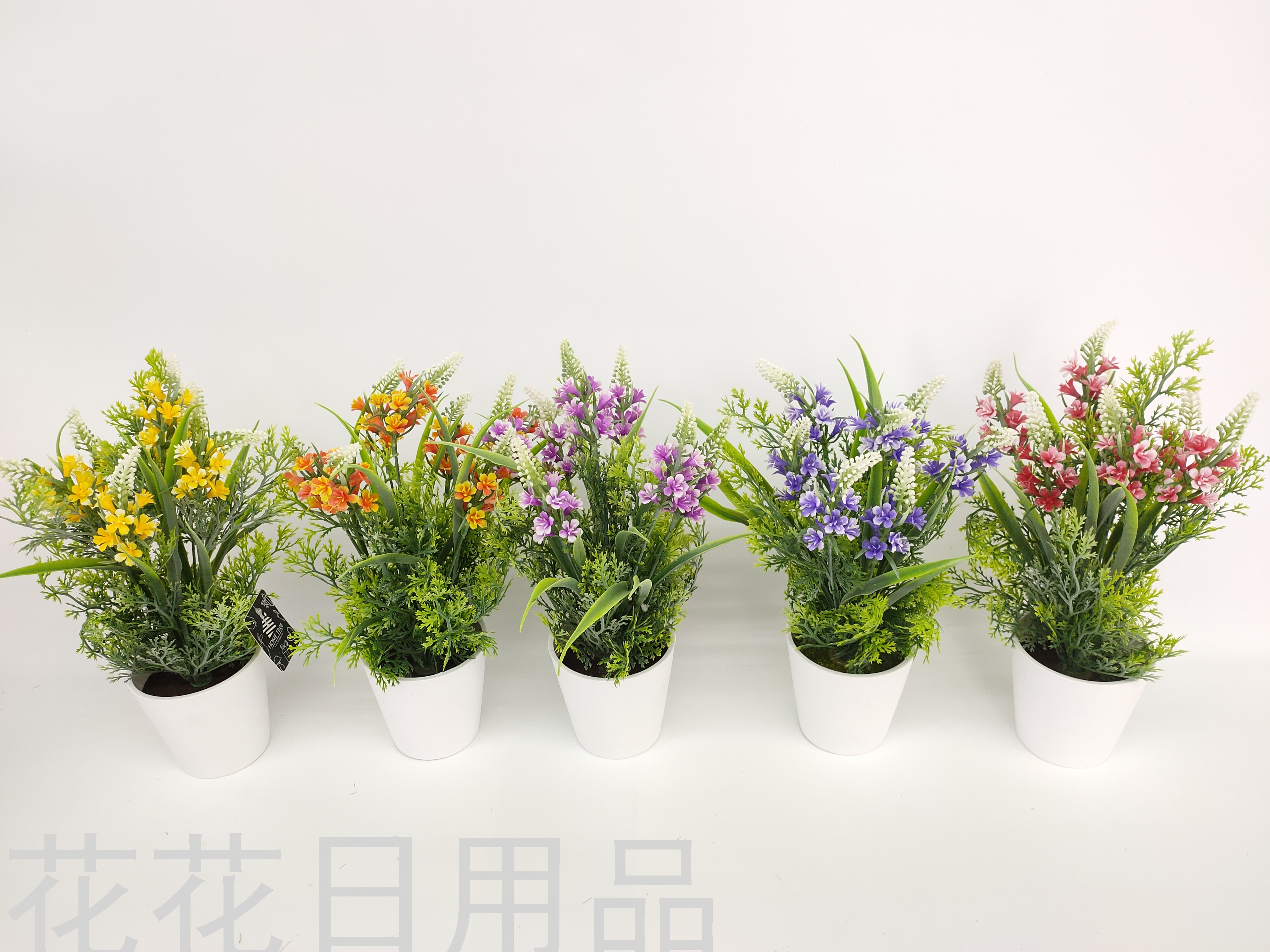 New Artificial Flower White Plastic Basin Lavender Flower Bonsai Fake Flower Decoration Living Room Table Decoration