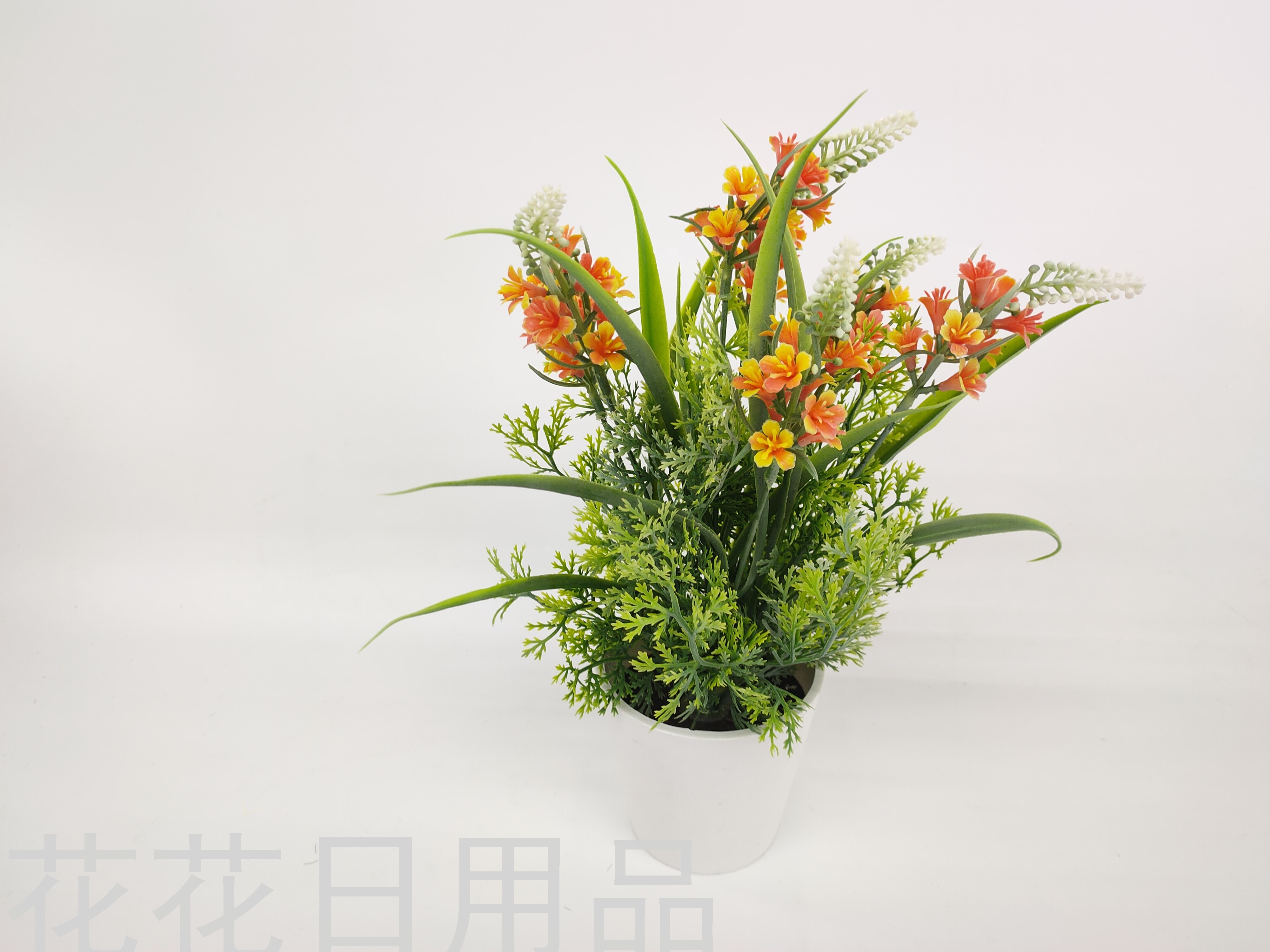 New Artificial Flower White Plastic Basin Lavender Flower Bonsai Fake Flower Decoration Living Room Table Decoration