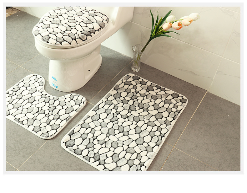 Foreign Trade Cross-Border E-Commerce Coral Fleece Bathroom Three-Piece Floor Mat Set Velvet Cushion Toilet Three-Piece Set