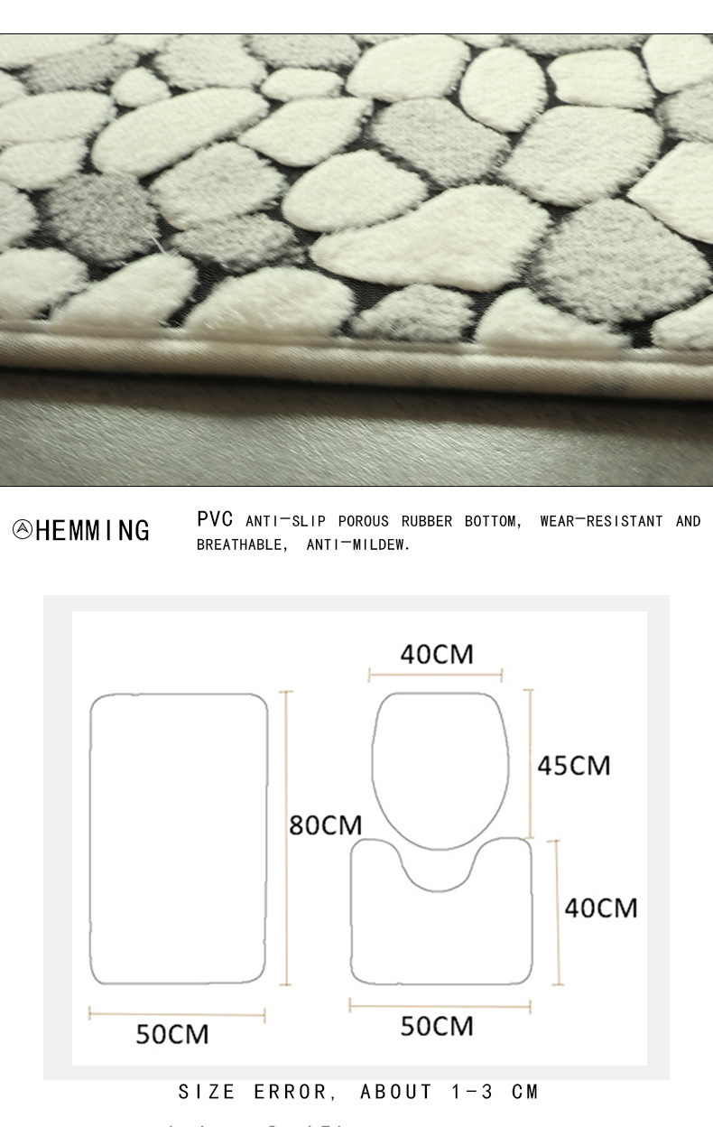 Foreign Trade Cross-Border E-Commerce Coral Fleece Bathroom Three-Piece Floor Mat Set Velvet Cushion Toilet Three-Piece Set