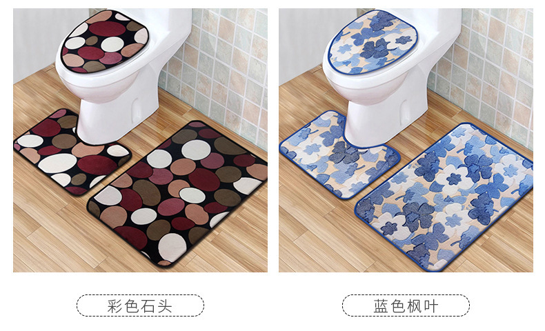 Foreign Trade Cross-Border E-Commerce Coral Fleece Bathroom Three-Piece Floor Mat Set Velvet Cushion Toilet Three-Piece Set