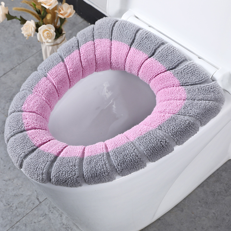 Universal Toilet Pad Cushion Four Seasons Available Toilet Seat Cover Washable Toilet Cushion Knitted Cartoon Thermal Toilet Seat