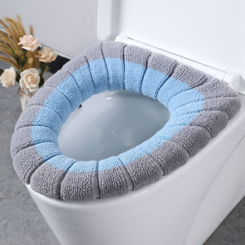 Universal Toilet Pad Cushion Four Seasons Available Toilet Seat Cover Washable Toilet Cushion Knitted Cartoon Thermal Toilet Seat