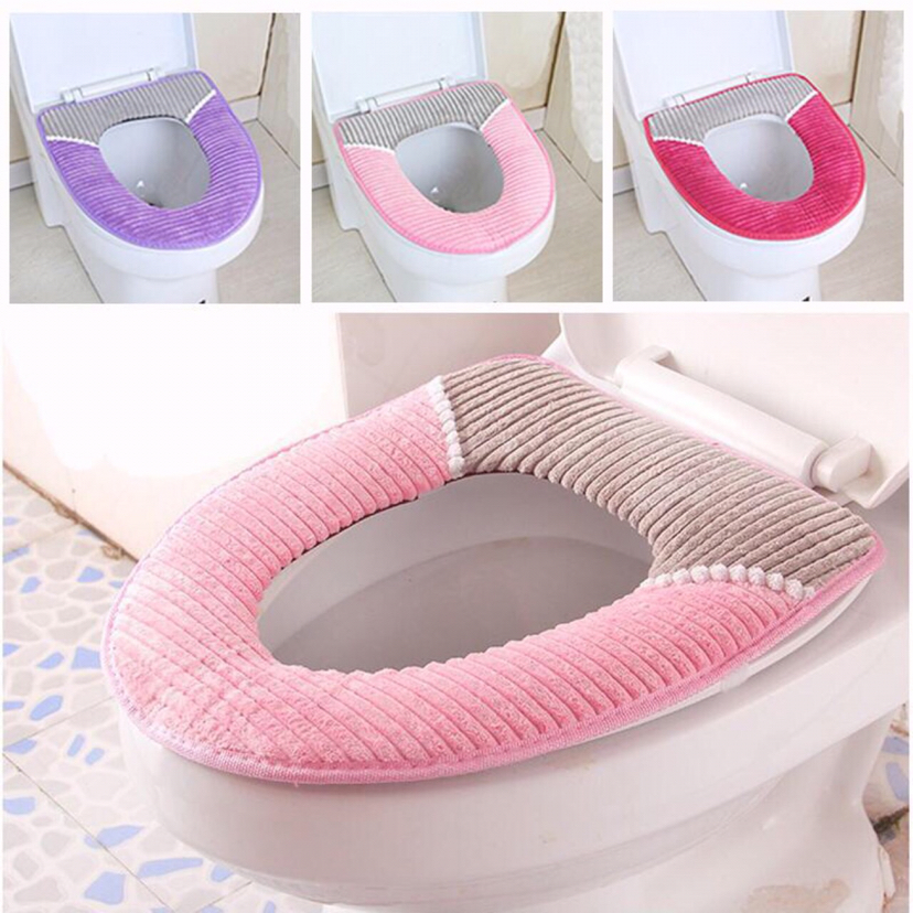 Corduroy Padded Toilet Mat Universal Waterproof Toilet Seat Cover Plush Toilet Seat Cover Warm Cushion Toilet Washer Wholesale