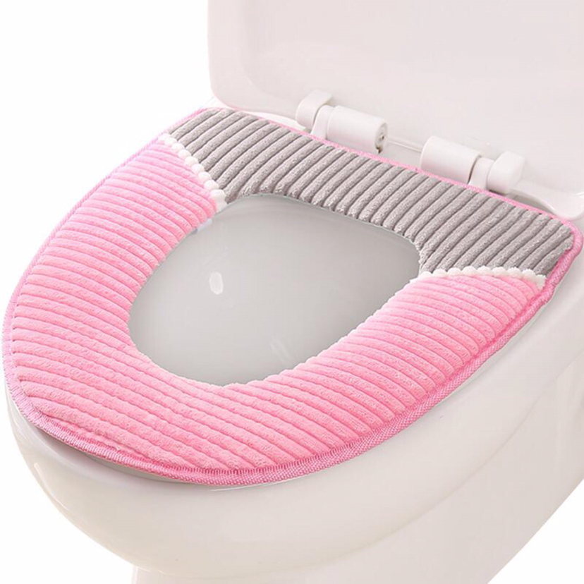 Corduroy Padded Toilet Mat Universal Waterproof Toilet Seat Cover Plush Toilet Seat Cover Warm Cushion Toilet Washer Wholesale