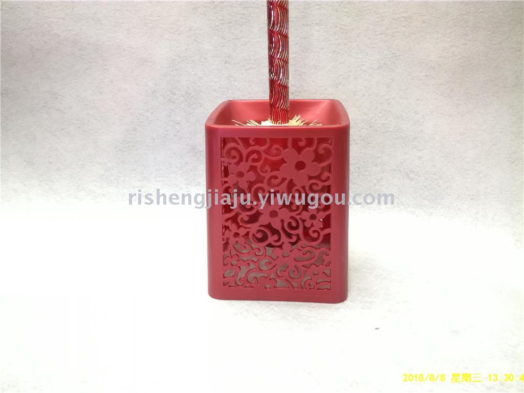 Stainless steel engraved rod square hollow base toilet brush set RS-3566