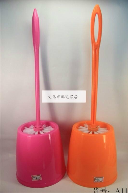 Toilet brush with long plastic cleaning brush