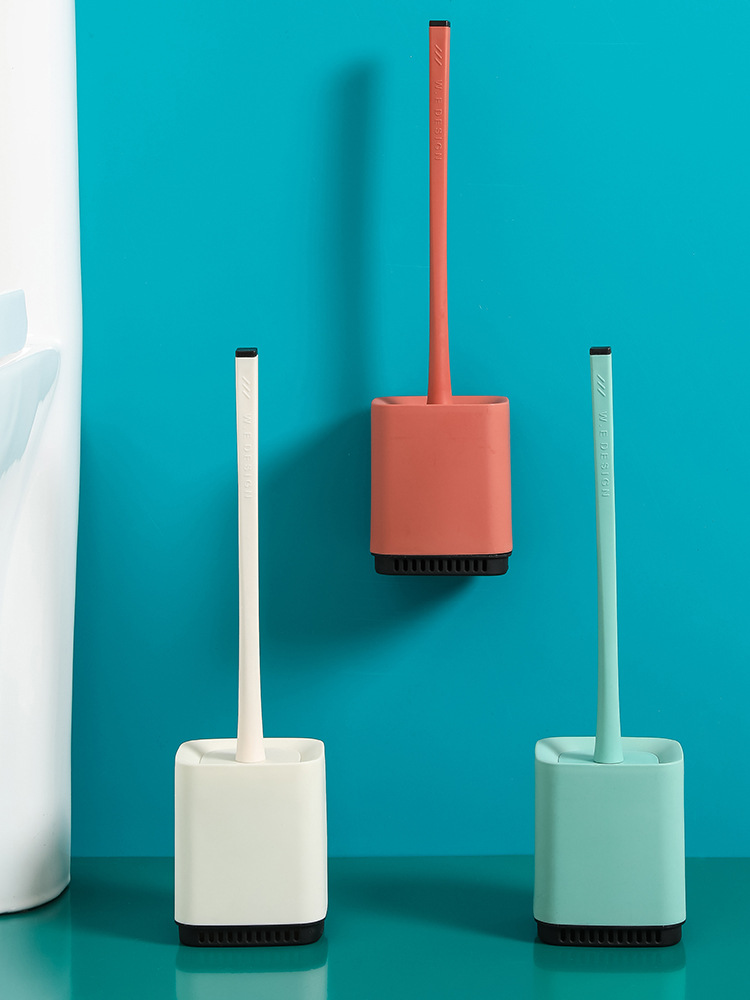 Toilet brush with long handle and soft silica gel without dead Angle Wall Type cleaning Brush Toilet Cleaner Brush