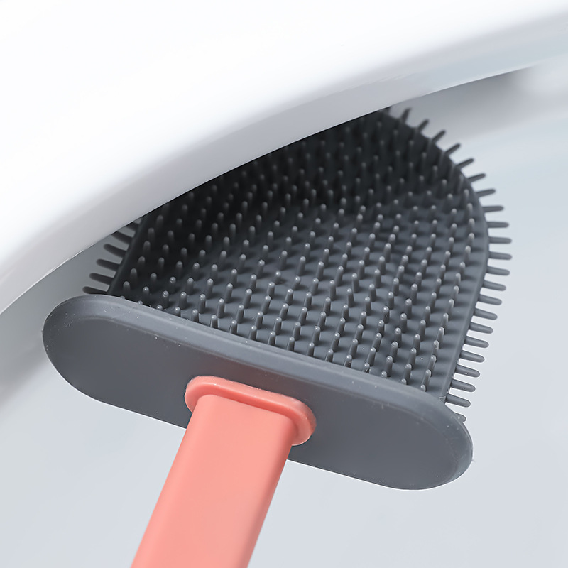 Toilet Brush Self-Adhesive Punch-Free Cloud Cleaning Brush Toilet Flexible Glue Brush Long Handle Brush Wall Hanging Toilet Brush