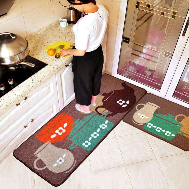 Floor Mat Kitchen Carpet Non-Slip Mat Long Oil-Resistant Feet Mat Washable Bedroom Bathroom Door Mat Absorbent