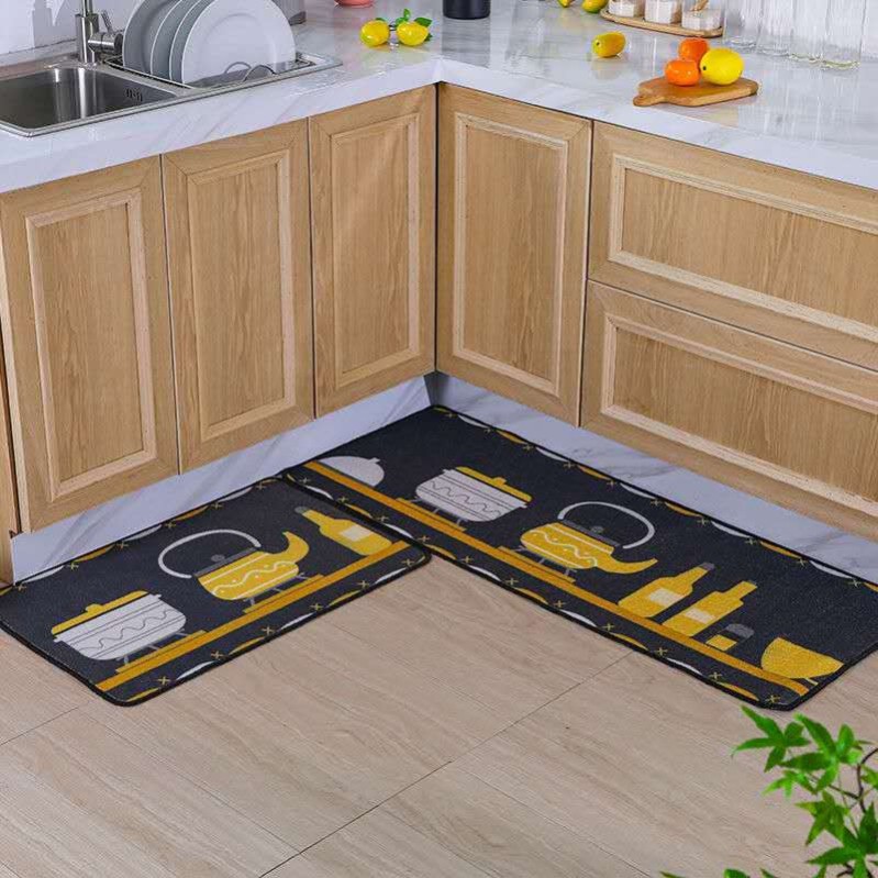 Floor Mat Kitchen Carpet Non-Slip Mat Long Oil-Resistant Feet Mat Washable Bedroom Bathroom Door Mat Absorbent
