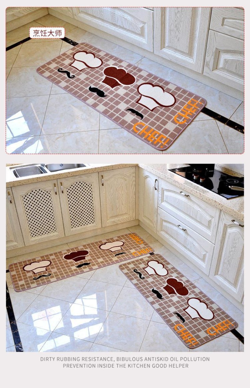 Floor Mat Kitchen Carpet Non-Slip Mat Long Oil-Resistant Feet Mat Washable Bedroom Bathroom Door Mat Absorbent