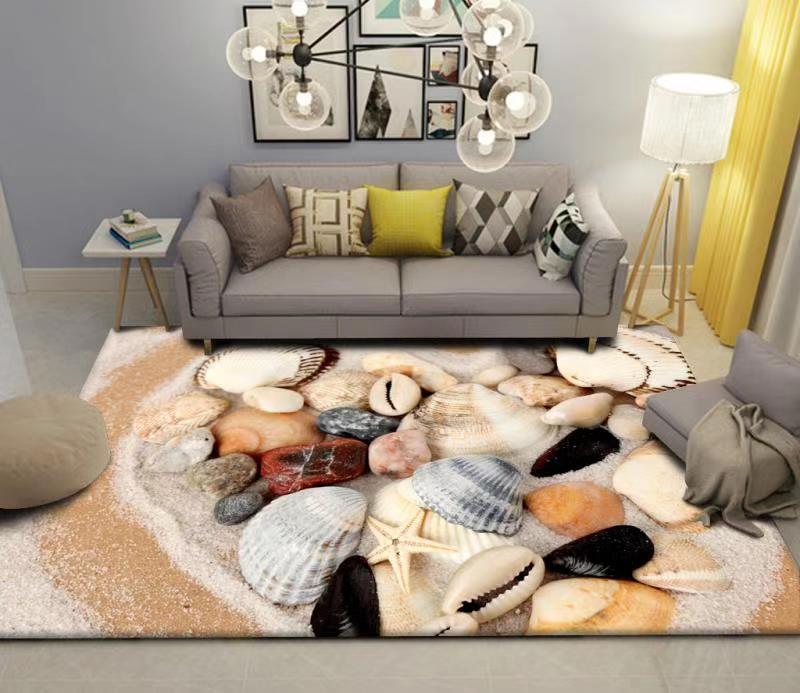 Super soft velvet ocean floor mat bathroom kitchen hd printing 3D non-slip mat water absorption carpet door mat foot pad