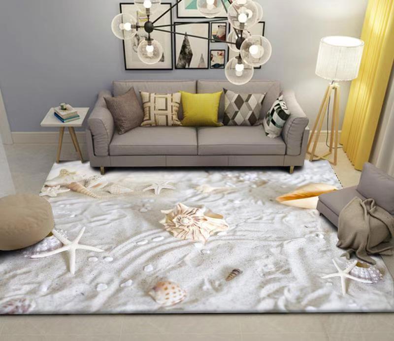 Super soft velvet ocean floor mat bathroom kitchen hd printing 3D non-slip mat water absorption carpet door mat foot pad