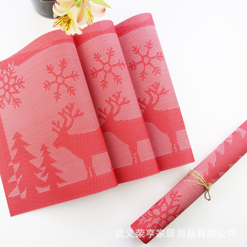Winter solstice Christmas fawn PVC western-style food mat 30 * 45 mate non-slip mat rectangular coasters manufacturers direct sales