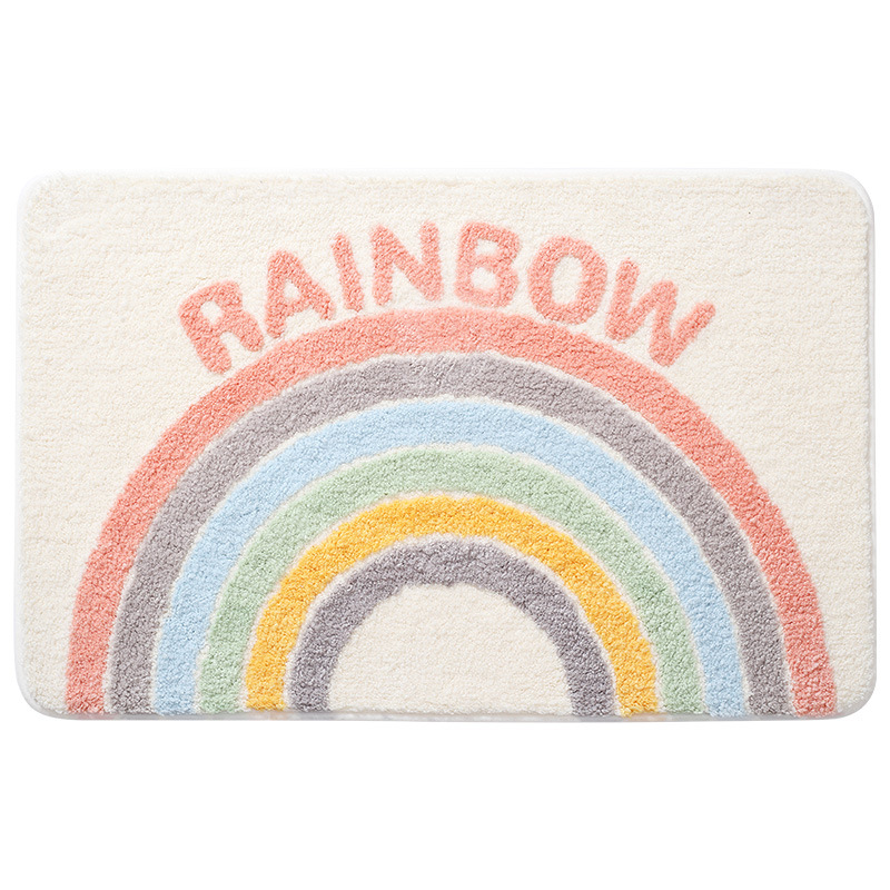 Cross-Border Simple Thickened Bathroom Absorbent Floor Mat Carpet Doorway Entrance Household Flocking Non-Slip Mat Bedroom Foot Mat