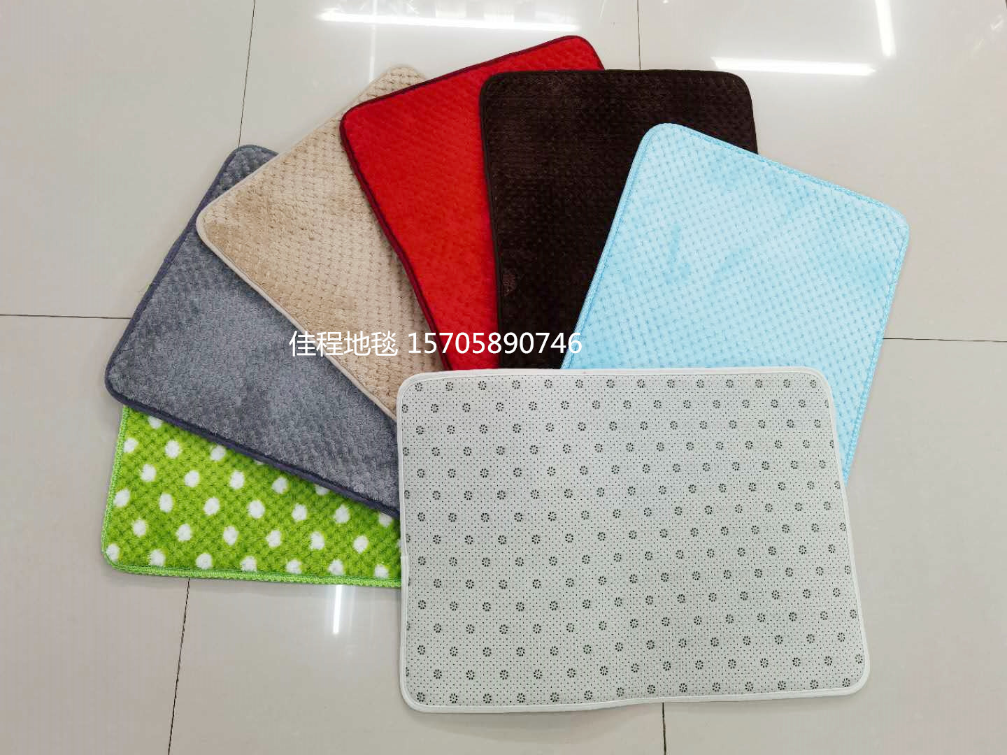 Plain Fleece Non-Slip Mat Corn Grain Floor Mat Flannel Fleece Floor Mat New Solid Color Floor Mat