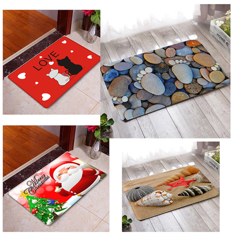 A substitute hair 3D printing carpet into the door mat bathroom water absorption non-slip mat living room bedroom door mat wave window