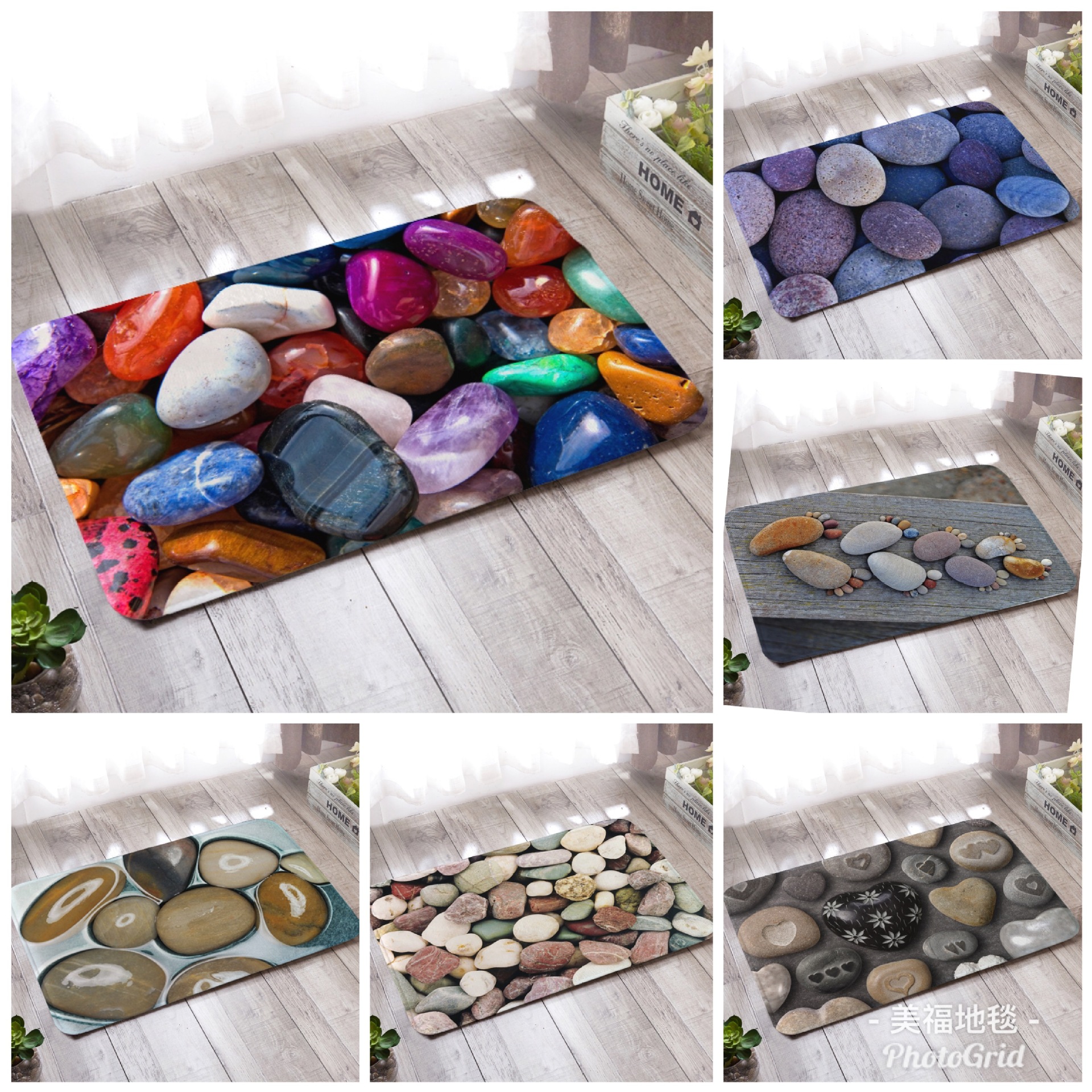 A substitute hair 3D printing carpet into the door mat bathroom water absorption non-slip mat living room bedroom door mat wave window