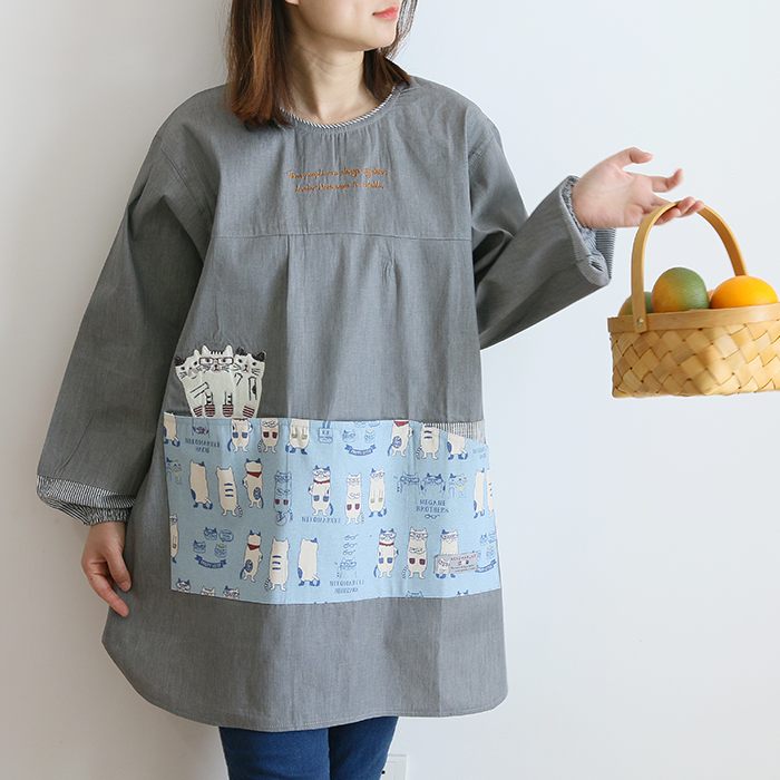Fashion Adult Smock Home Kitchen Oil-Proof Sleeve Full Body Art Student Painting Baking Bib Long Sleeve Apron