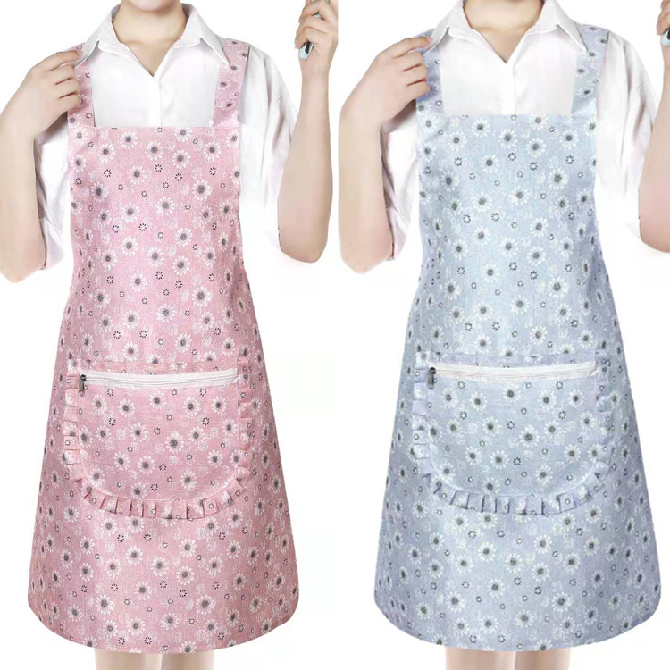 Snowflake Zipper Apron Korean Style Apron Hotel Catering Work Sleeveless Apron Household Cleaning Kitchen Antifouling