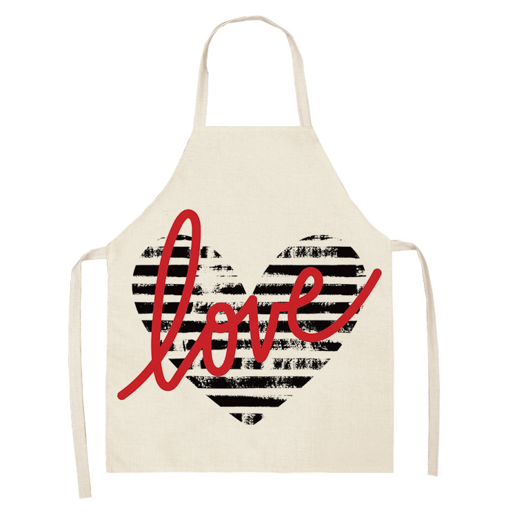 Cross-Border Apron Valentine's Day English Love Apron Linen Adult Thickened Kitchen Custom Waterproof Oil-Proof Apron Cross-Border Apron Valentine's Day English Love Apron Linen Adult Thickened Kitchen Custom Waterproof Oil-Proof Apron