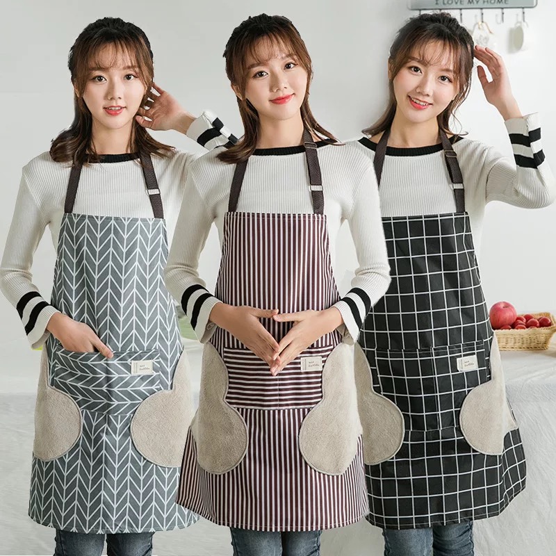 2020 Internet Hot Korean Style Waterproof and Erasable Hand Apron Household Cleaning Double Layer Waterproof Fashion Bib Household