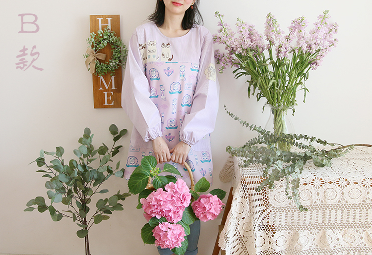 New Korean Style Idyllic Fashion Cartoon Painting Overclothes with Sleeves Bib Antifouling Kitchen Clothes Work Clothes Long Sleeve Apron New Korean Style Idyllic Fashion Cartoon Painting Overclothes with Sleeves Bib Antifouling Kitchen Clothes Work Clothes Long Sleeve Apron