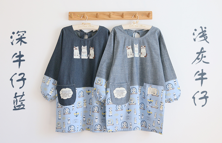 New Korean Style Idyllic Fashion Cartoon Painting Overclothes with Sleeves Bib Antifouling Kitchen Clothes Work Clothes Long Sleeve Apron New Korean Style Idyllic Fashion Cartoon Painting Overclothes with Sleeves Bib Antifouling Kitchen Clothes Work Clothes Long Sleeve Apron
