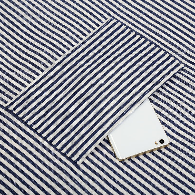 Fanqu Direct Sales Striped Cotton and Linen Apron Kitchen Waterproof Antifouling Sleeveless Apron Department Store Overclothes
