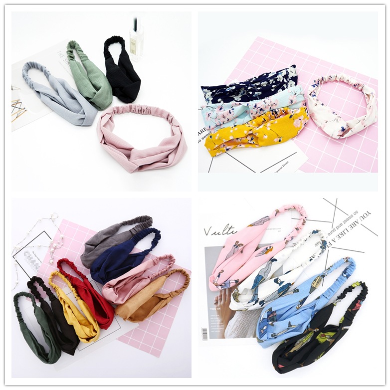 Creative New Fabric Craft Hair Band Korean Style Lady Simple Cross-Knotted Wide Brim Hair Band for Washing Face Cloth Hair Accessories