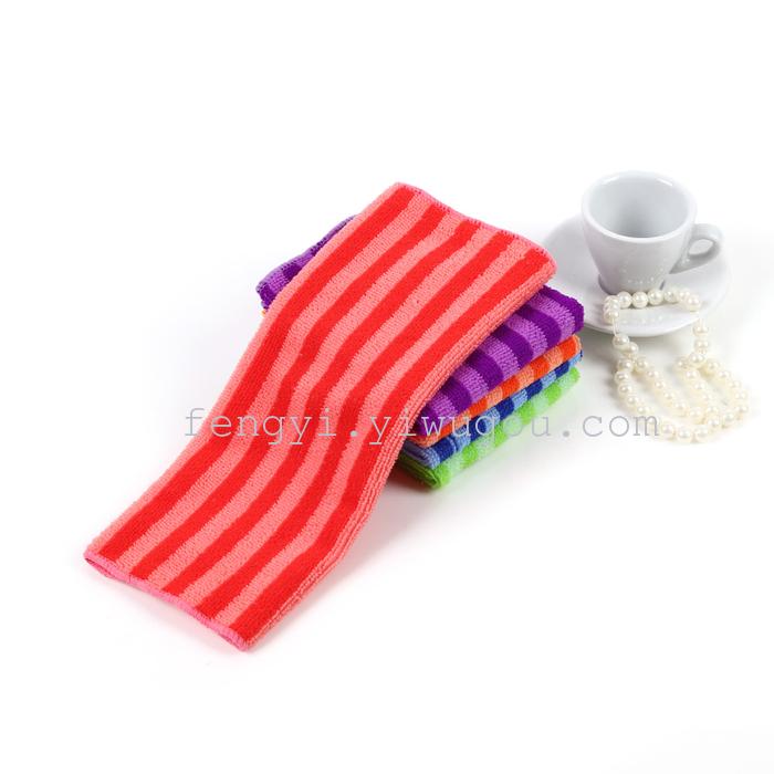 Microfiber Color Stripes Rag Car Washing Cloth Kitchen Cleaning Rag