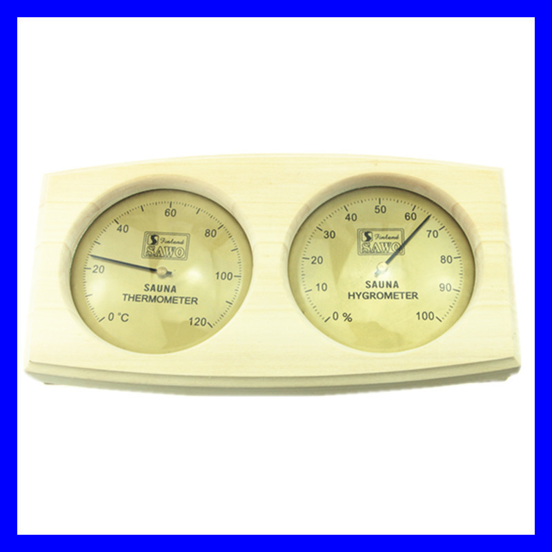 Sauna room thermometer and humidity meter.