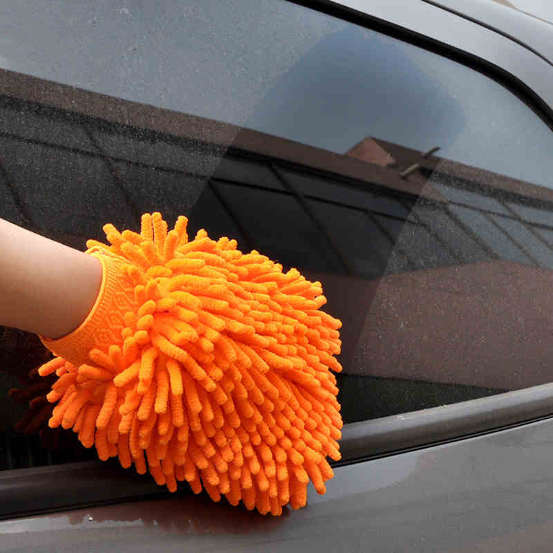 Car Wash Double-Sided Chenille Gloves Coral Fleece-Lined Thickened Car Washing Cloth Car Wash Beauty Cleaning Tools