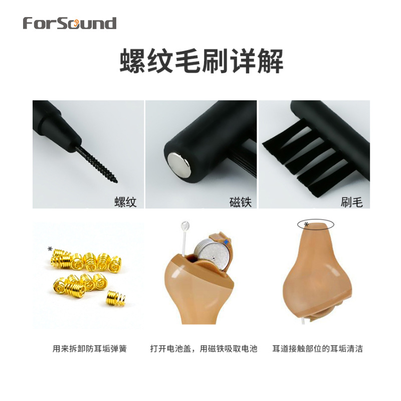 One-Stop Digital Hearing Aid Accessories Cleaning Care Suit Dry Clean Cloth Cleaning Brush Ventilation Rod Screwdriver
