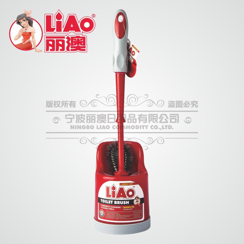 With a base toilet brush on both sides of the toilet corner to clean the long handle brush multi-functional brush head