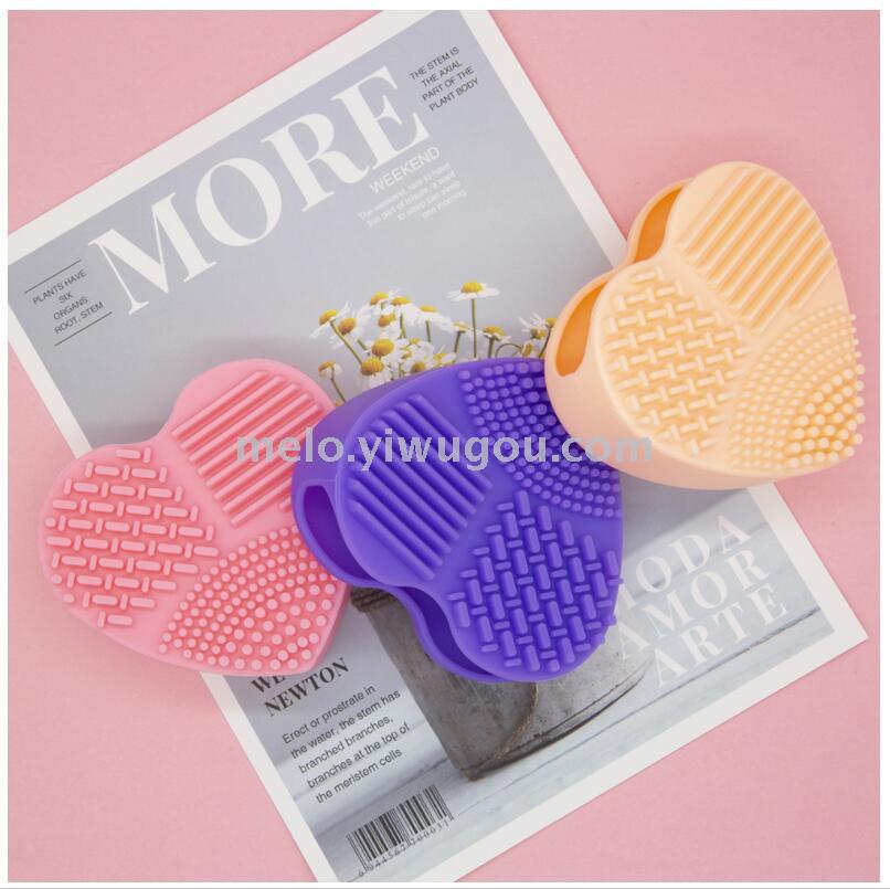 Heart-shaped makeup cleaning tool, silicone heart-shaped egg wash, clean brush pad