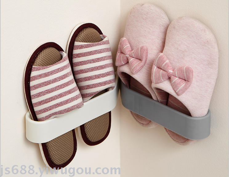 Plastic shoe rack wall - type non - punching multi - function paste bathroom kitchen towel rack rack